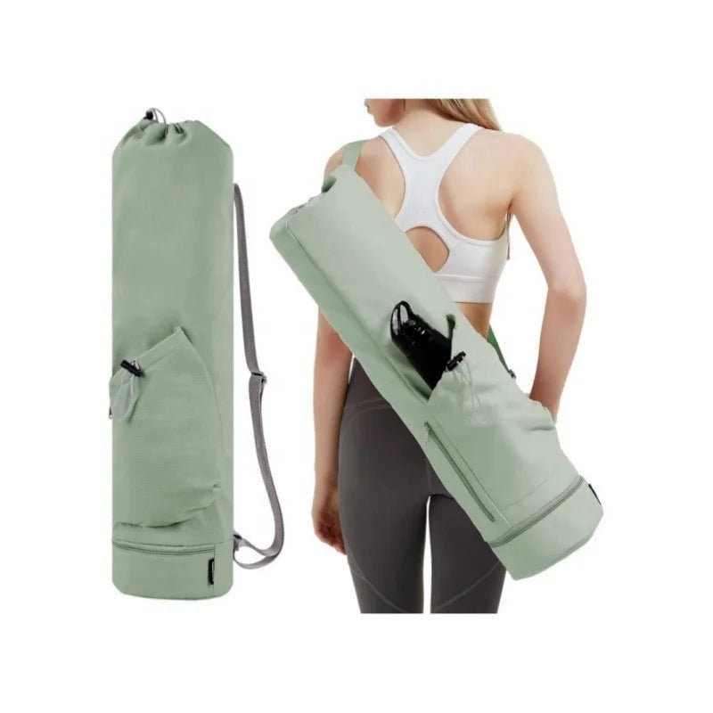 Yoga Mat Bag Full Zip Cargo Yoga Carrier Bag with Drawstring Water Bottle Pocket and Bottom Wet Pocket Storage Bag