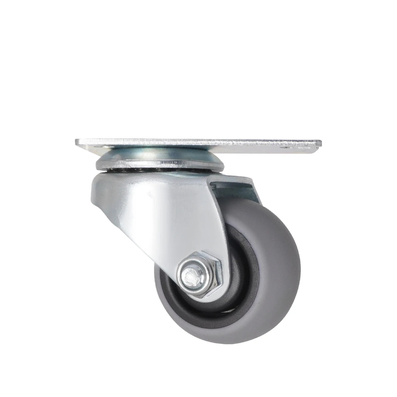 1.5 Inch L-Shaped Swivel Plate Grey TPR Wheel Roller No Mark for Hospitals Schools Bathrooms Warehouses Gyms Living Rooms Dining