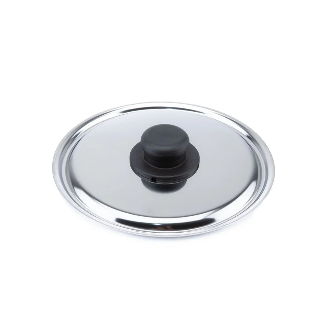 Italian Stainless Steel 24 cm Polished Lid Cover with Black Handle Knob New Inox Product for Stock Pots Pans