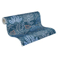 Made Germany-Floral Blue White Grey Non Woven Vinyl Wallpaper Rolls for Living Room Hotel School-Abrasion-Resistant Home Decor