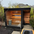 Sauna and Shower Combo Wood Stove Outdoor 6 Person Nordic Forest Retreat Cabin Traditional Design