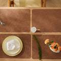 New Design Brown Faux Leather Place Mats Wipeable Washable Placemats for Table Mats for Dining Patio Heat Resist Place Mats