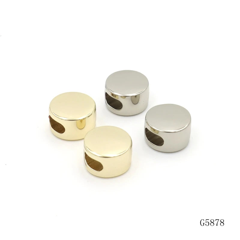 Light Gold and Silver Plated 10mm Blank Metal Flat Round Beads Zinc Alloy Slider Bead for Bag
