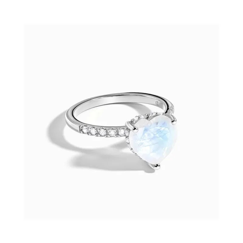 Low MOQ Wholesale Jewelry Heart Moon Stone Rings Jewelry Women 925 Sterling Silver