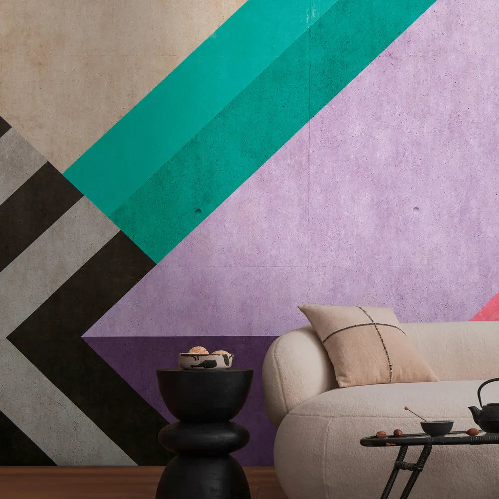 Made in Germany Photo Wallpaper Murals Graphic Purple Black Petrol Non Woven Vinyl Wall Mural Shapes for Hotel - 371 x 280 m