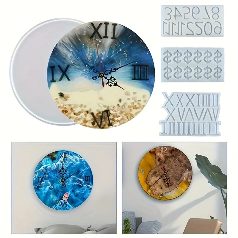 DIY Clock Silicone Mold Set Resin Casting Dial Decoration Pendant Home Decor Wall Decoration Epoxy Resin Process MegaBDM