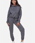 Custom Logo Full Zip up Women Sportswear Joggers Set Zipper Crop Top Hoodie Set Women's 2 Piece Fitness Joggers Clothing Set