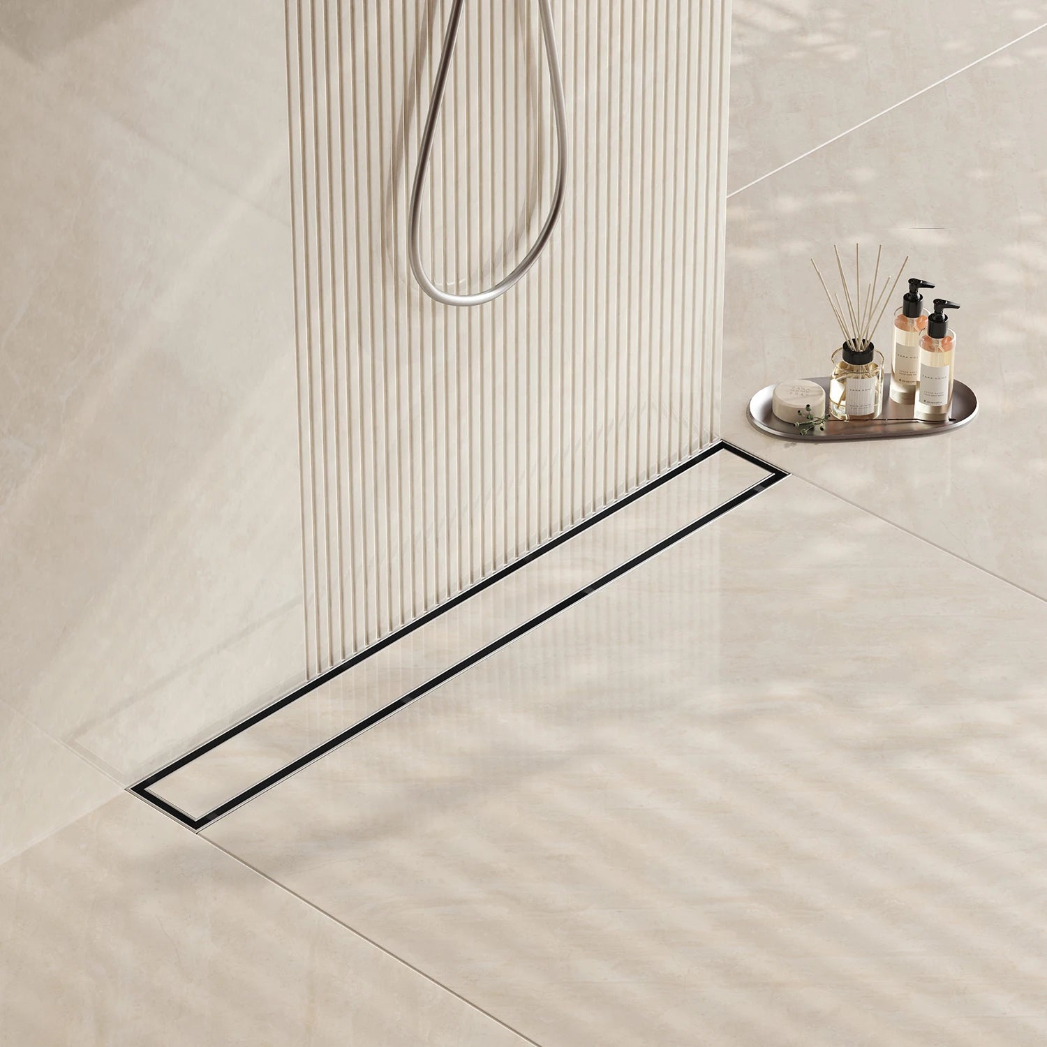 Drop Shipping 28\" Modern Stainless Steel Linear Floor Drain Rectangle Shape with Vertical Drainage for US Bathrooms