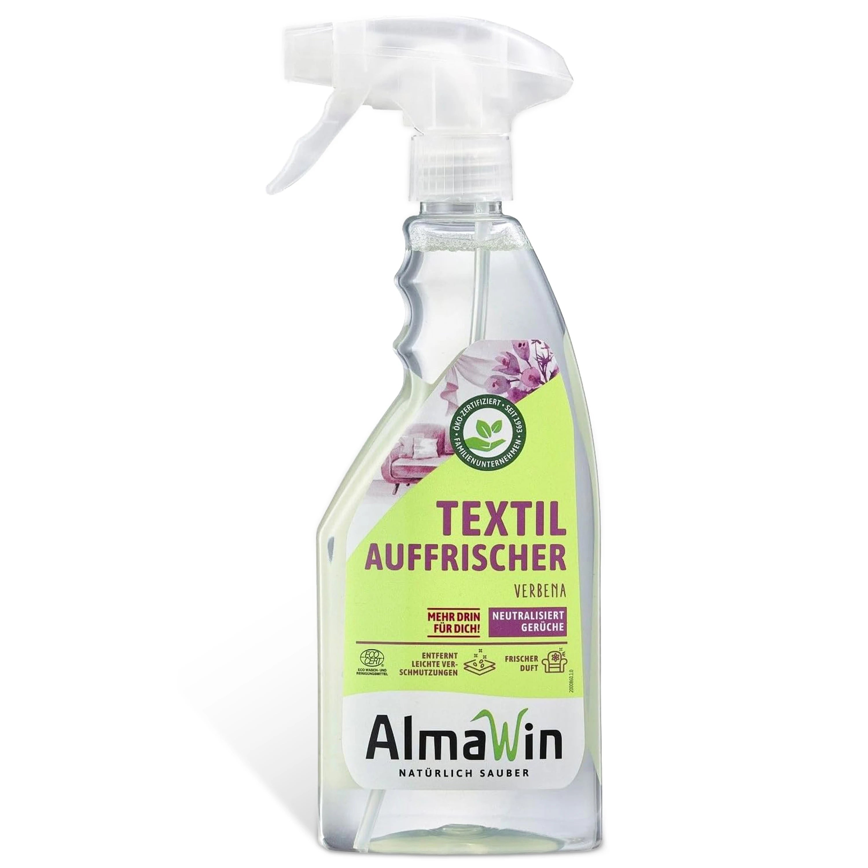 AlmaWin RTS 1 Textile Refresher And Stain Remover For Upholstery Carpet Spray 500ml Vegan Organic Detergent