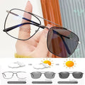 2025 Vintage Lens Color Change Metal Anti Blue Light Computer Eyeglasses Pilot Square Frame Photochromic Glasses