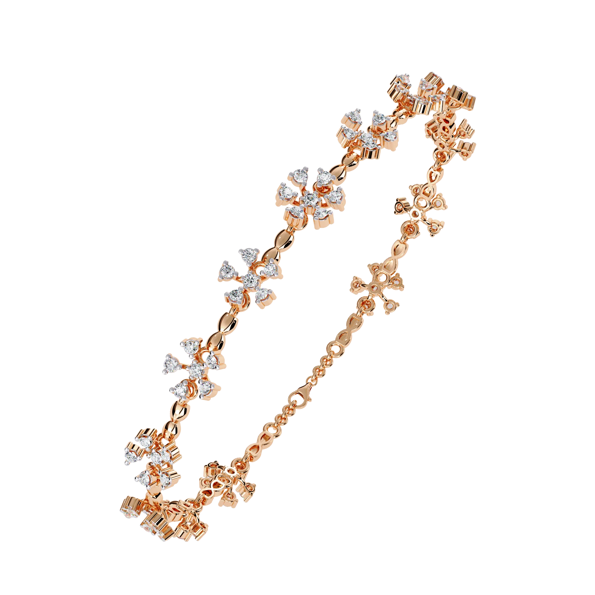 925 Sterling Silver Lab Grown Oval Cut Diamond Bracelet for Women Plated Rose Gold Trendy Unique Design Fine Jewelry Elegant