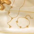 Cross-border Hot Selling Sweet Wind Personality All Match Heart Necklace Bracelet Stainless Steel Jewelry Set