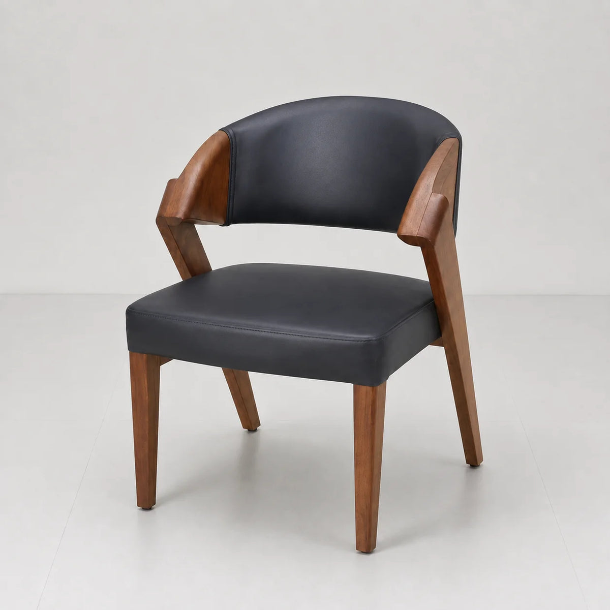 In Stock Modern Simple Design Natural Wood Frame Leather Restaurant Dining Chair Fast Delivery Cafe Dinning Room Furniture MegaBDM