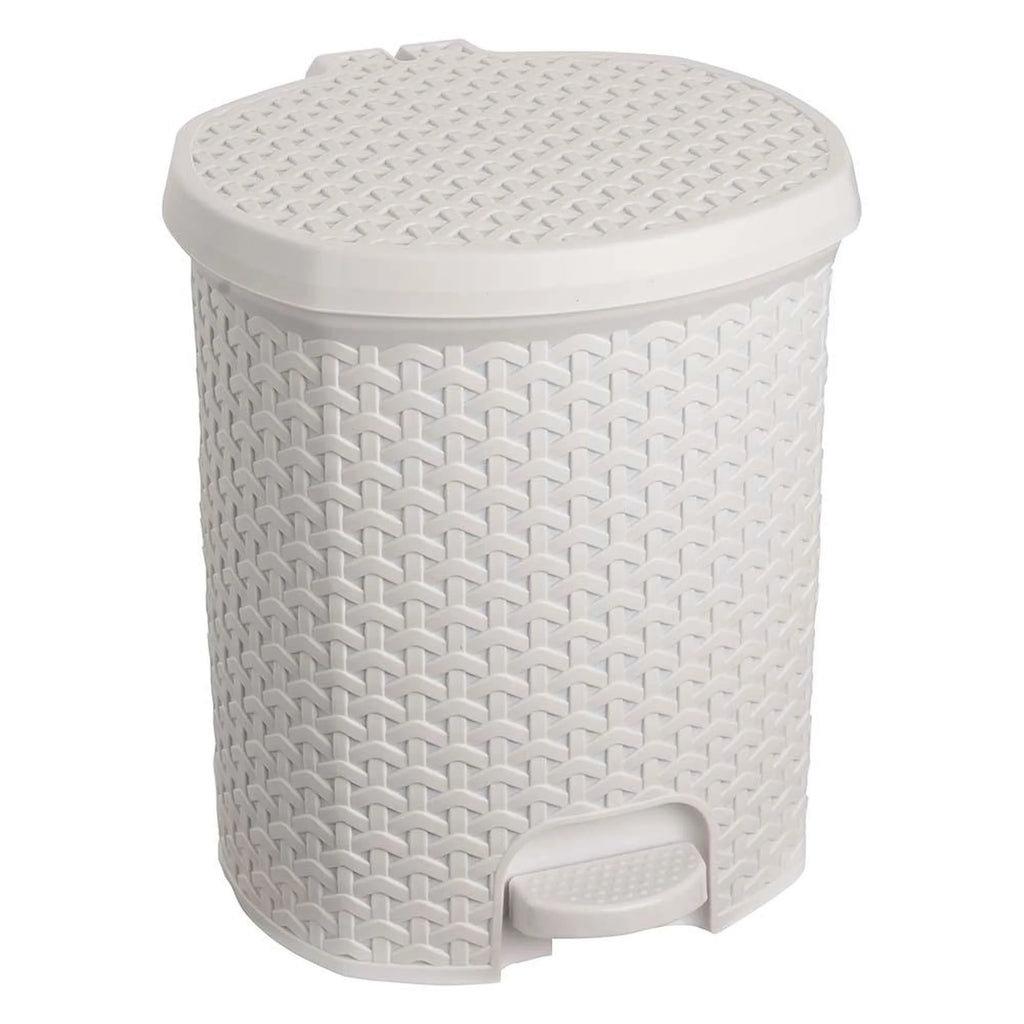 Multipurpose waste bin/bin with lid rattan design 11.5L capacity 27.5x29x32.5 cm Nordic white color