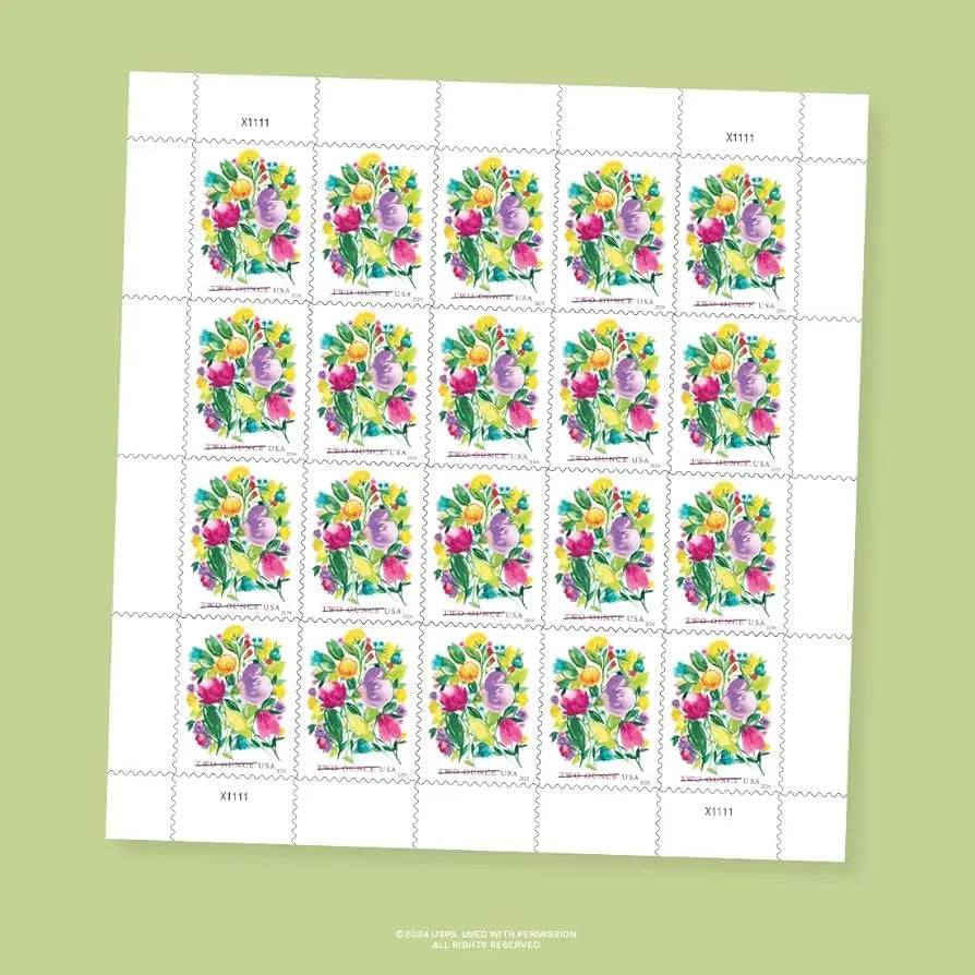 USA Forever 3oz Us Postal Stamps Floral Retro Postage Mailing Stamp Sticker Post Mail Stamps Stickers Pack for Party Decoration