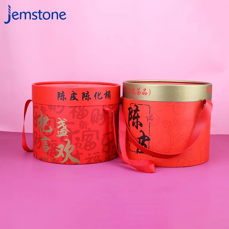 Printed Eco-friendly Round Cardboard Cosmetic Perfume Packaging Kraft Food Chenpi Tea Coffee Paper Tube with String