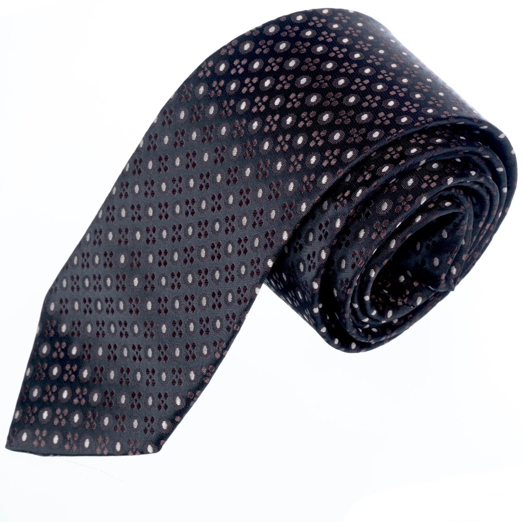 Exve Exclusive Brown Geometric Handmade Turkish Necktie