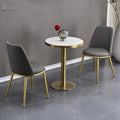 Contemporary Gold Chromed Base White Round Marble Top Restaurant Modern Luxury Small Dining Table Set 4 Chairs