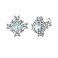 Natural Gemstone Jewelry 925 Sterling Silver Sky Blue Topaz Snowflake Stud Earrings for Women Boucle D'oreille Destiny Jewellery