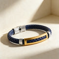 Classic 4 Color Stainless Steel Blue Leather Men's Bracelet for Wedding Birthday Party Jewelry Gifts Wholesale Customization