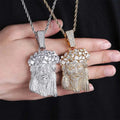 New Hip Hop Style Portrait Men's Pendant Necklace Brass Gold Zircon Lab Diamond with Iced Jesus Rhodium Plated Charm Jewelry