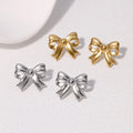 Beimai OEM Stainless Steel Women's Stud Earrings Simple and Small Design Cute Bow Trendy Style for Gift