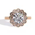 1.61 Ctw Lab Grown Diamond IGI Certified Floral Halo Solitaire Engagement Ring 14K Gold Plated