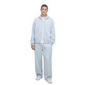Light Blue Winter Solid Oversized Zip-Up Hoodie and Relaxed Fit Sweatpants Set for Men 100% Cotton Two-Piece Outfit Tracksuit