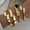3Pcs/Set Exaggerated Imitated Pearl Smooth Bangle Bracelet for Women Trendy Ladies Cuff Bracelet Set Fashion Jewelry Accessories
