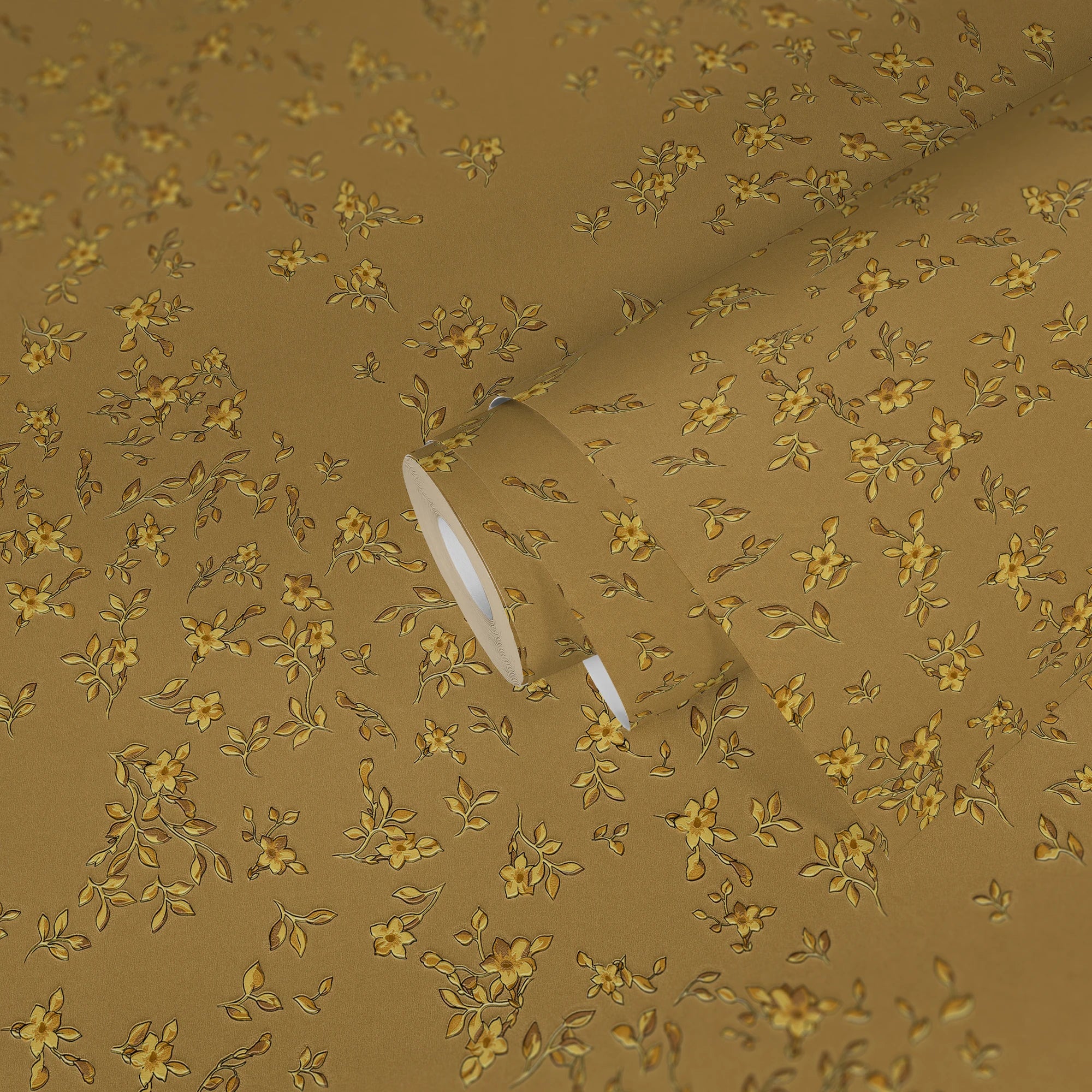 Germany Floral Gold Non Woven Vinyl Wallpaper Rolls-Modern Design-Moisture-Proof for Kitchen & Bathroom-10.05x0.70m