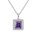 RINNTIN SN205 Custom Women Necklace Jewellery Real 925 Silver Purple square Pendant Necklace