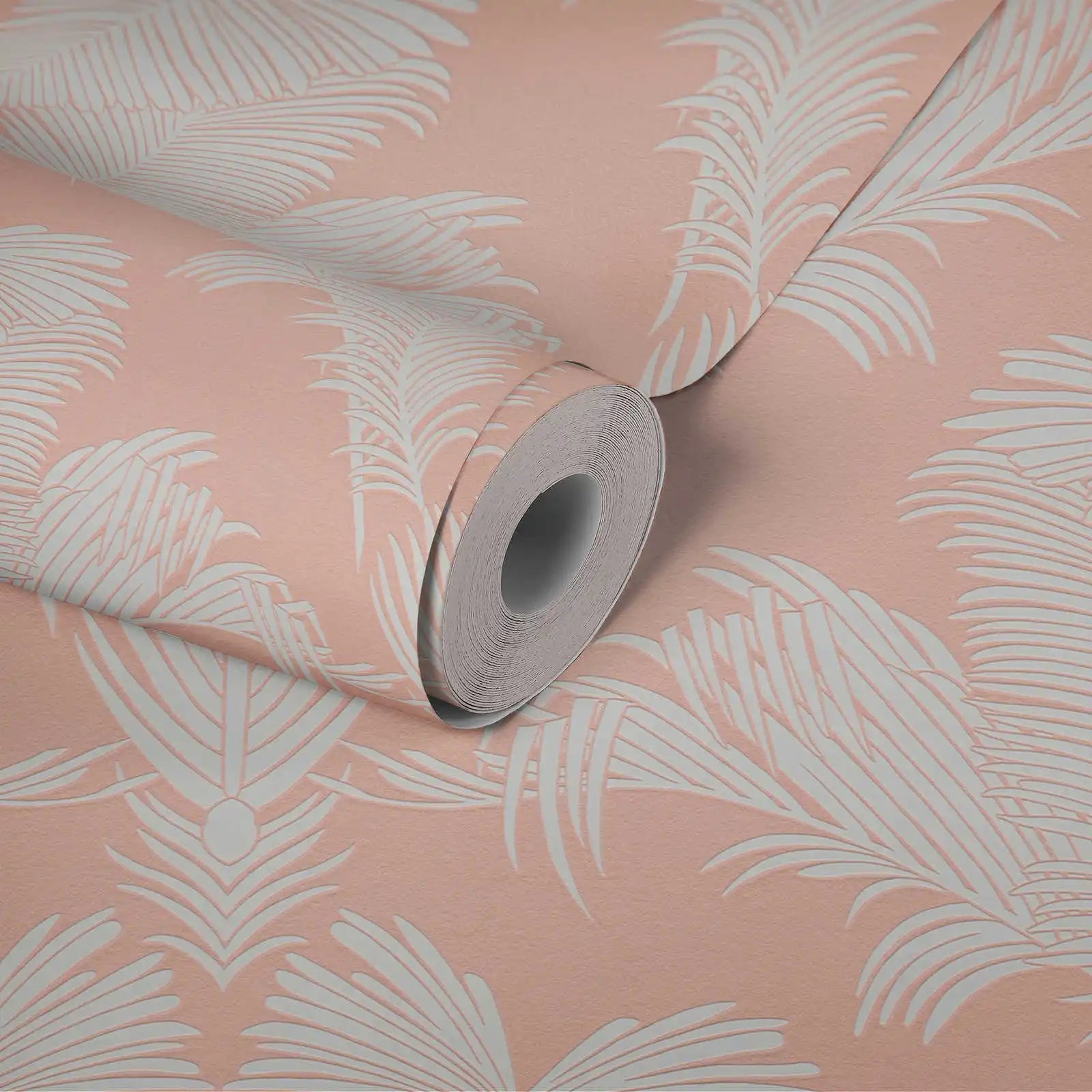 Made in Germany Floral Wallpaper Rolls Palms Pink White Non Woven Vinyl Highly Wash-Resistant Living Room Hotel Use 1005x053m