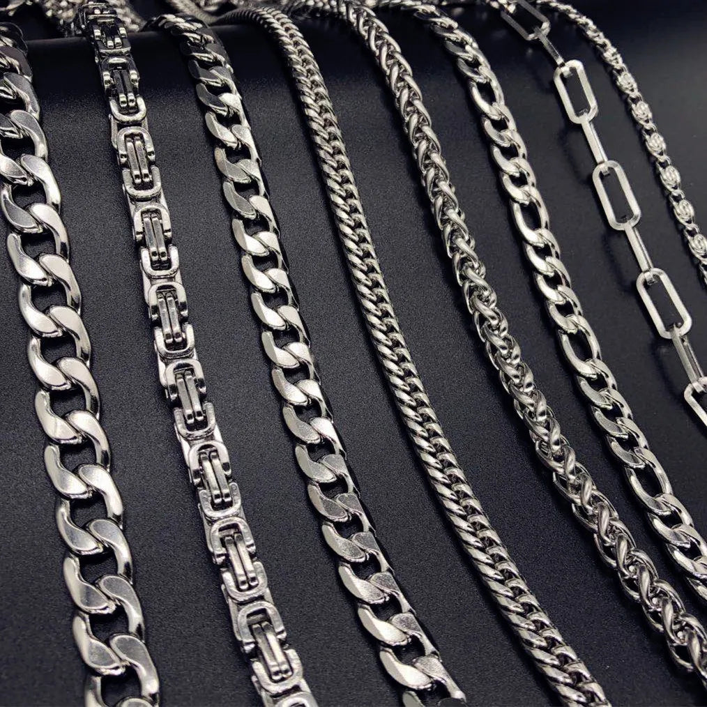 Bulk Mens Hips Hop No Fade Tarnish Titanium Steel Thick Chunky Chain Necklace Stainless Steel Cuban Link Chain Jewelry Necklace