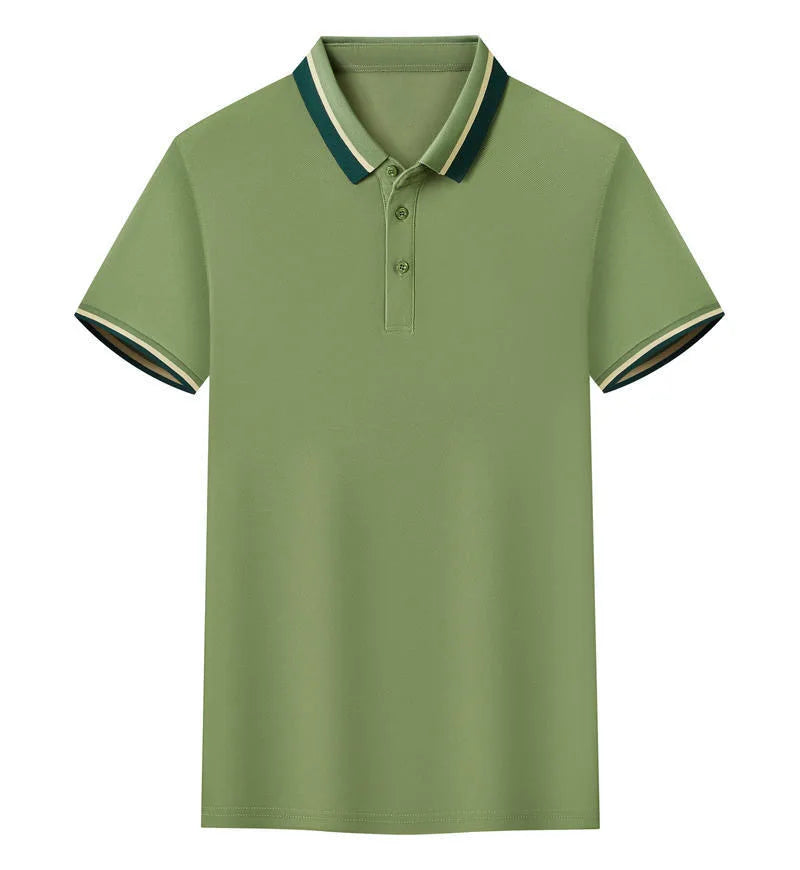 OEM Custom logo Design for Man's Quick-drying Short-sleeved Polo Shirts Color-blocked Summer Workwear for Corporate Uniforms MegaBDM