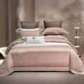 High Grade 4 Piece pink Cotton Bedding Set Gold Coverlets Jacquard 4PS Home Textiles Bedding Set Supplier