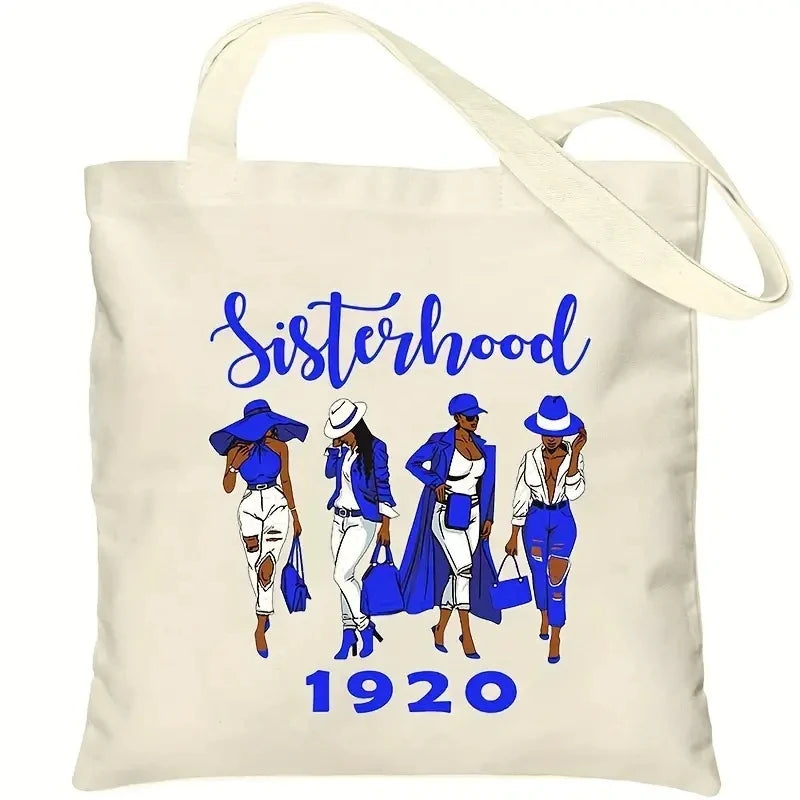 Greek Sorority Tote Bag Sisterhood Pattern Canvas Should Bag