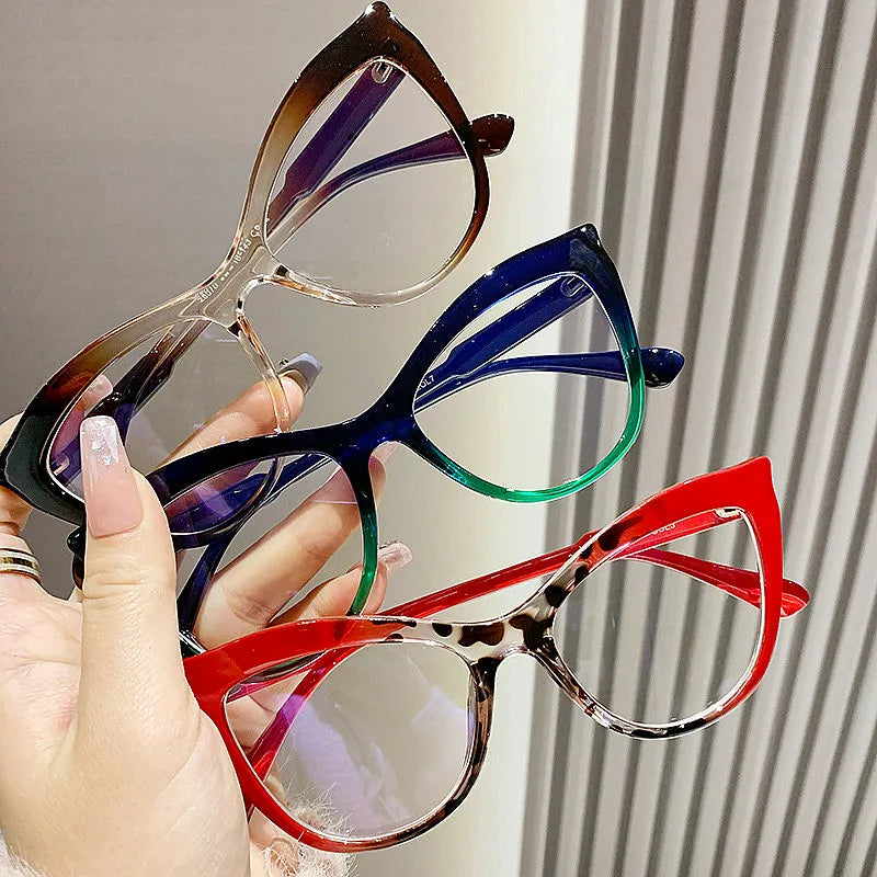 Logo Custom 2025 Fashion Colorful Eyeglasses Frames Cat Eye Anti Blue Light Glasses Frame Women
