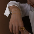 Fashion Stainless Steel Double Layer Herringbone Chain Bracelets Charm Blade Snake Chain Woman Bracelet