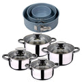 8-piece stainless steel cookware set suitable for induction hobs San Ignacio Premium Collection + Set of 3 round baking pans