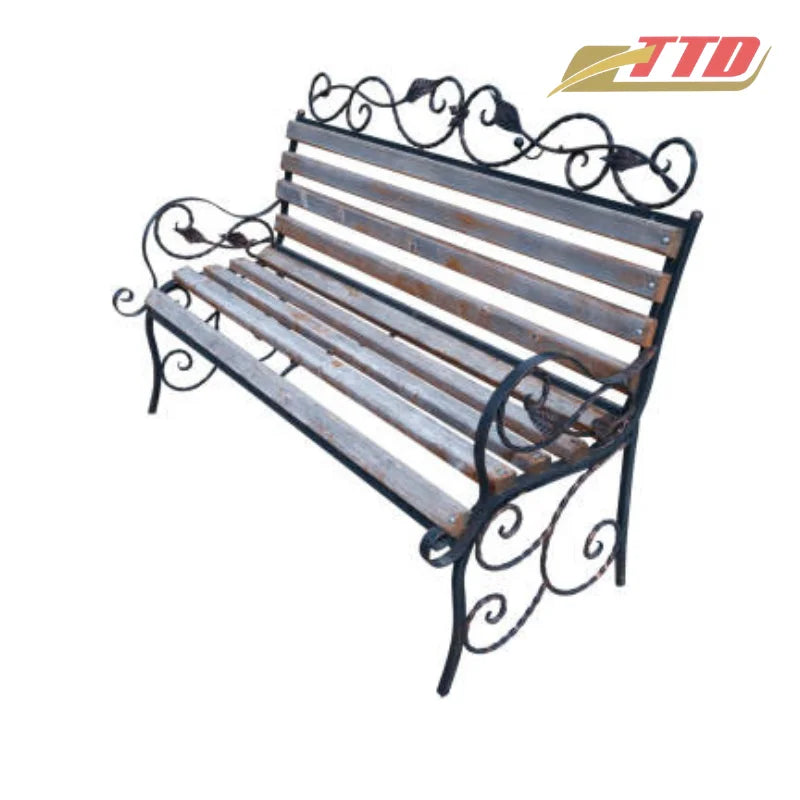 Compact Iron Patio Bench Bistro Set From Vietnam Contemporary Design for Small Balcony or Outdoor Cafe Spaces