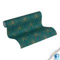 Made in Germany - Pre-Pasted Wallpaper Rolls Art Deco Blue Green Gold - Non Woven Vinyl - Wallpaper Pre-glued - 1005 x 053 m