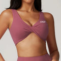 Fitele Provide Custom LOGO/S-XL Front Twist Yoga Tank Top Plus Size Sports Bras for Women