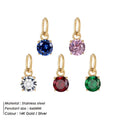 Waterproof 6MM CZ Birthstone Charms 14K Gold Filled Stainless Steel Birthstone Gems Lucky Charms for Women Jewelry Making