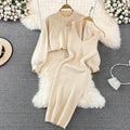 2025 Summer Vintage French-Style Elegant Socialite Beaded High-Waist Two-Piece Dress Set Romantic New Knit Vest Dress