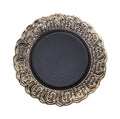 Luxury Elegant Black Charger Plates Plastic Wedding Custom Deco Silver Rose Gold Rim Trim Reef White Charger Plate for Event