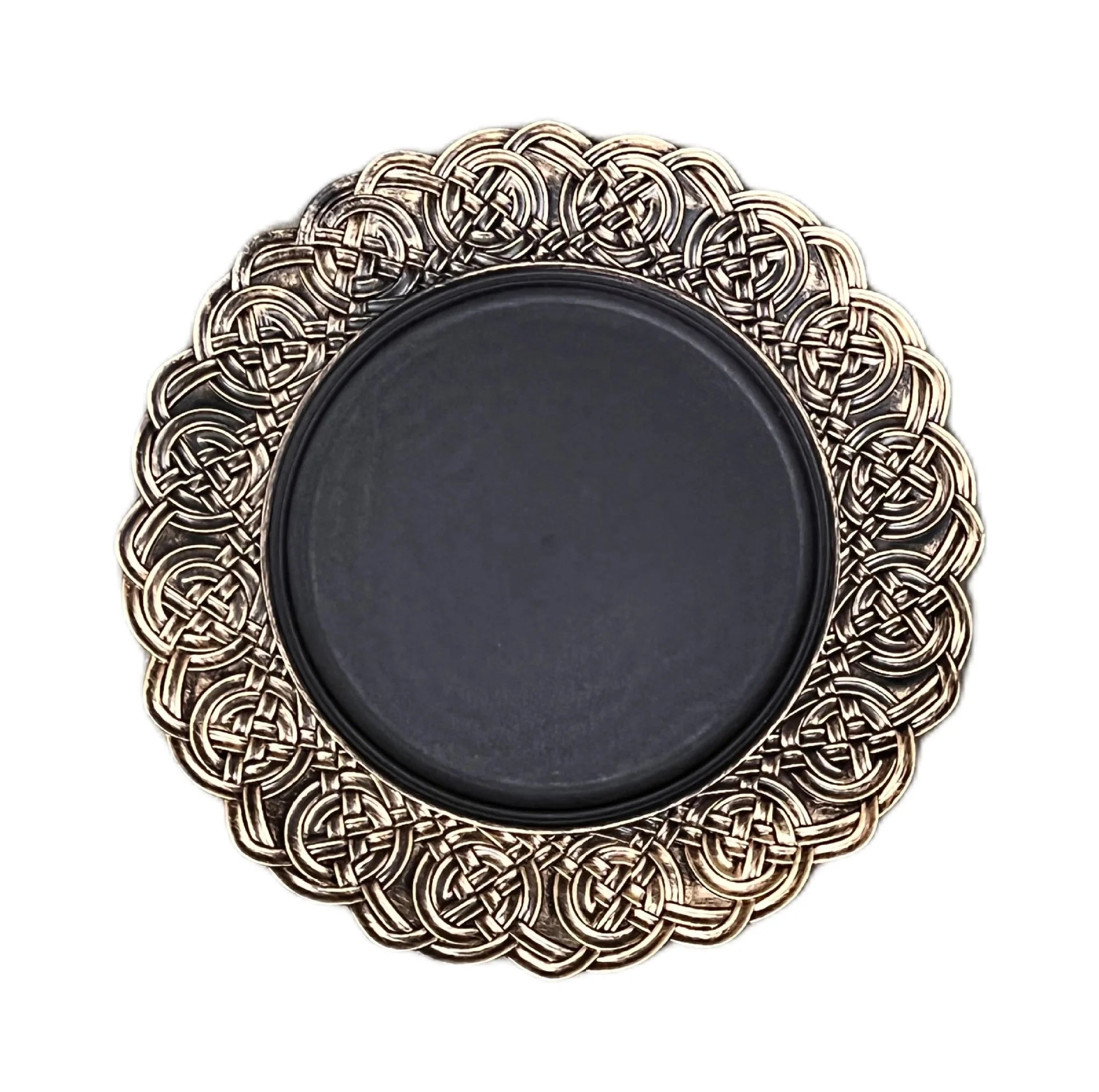 Luxury Elegant Black Charger Plates Plastic Wedding Custom Deco Silver Rose Gold Rim Trim Reef White Charger Plate for Event