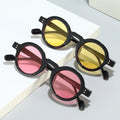 Logo Custom 2025 Fashion Retro Men Women Rivets Punk Sun Glasses UV400 Clear Ocean Lens Small Frame Round Sunglasses Men Women