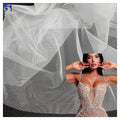 YX1052 160cm Glossy Small Lattice Translucent White Mesh Fabric Tulle Poly Plain Knit Tulle Fabric for Underwear and Handbags
