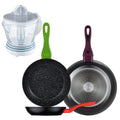Set of 3 San Ignacio 20/24/28 forged aluminum frying pans induction compatible + 40W juicer - 1.2 Liter capacity