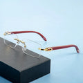 Custom Logo 2025 Fashion Retro Wood Small Frame Square Sun Glasses UV400 Rimless Wooden Legs Sunglasses for Men Women